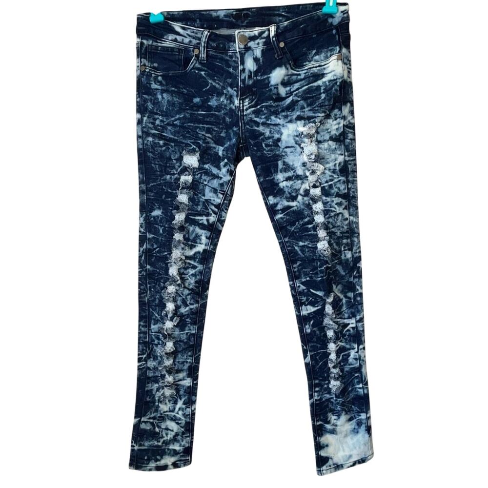 V.I.P. Blue Acid Wash Distressed Jean Jeggings Size 11/12